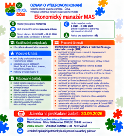 Výberové konanie: Ekonomický manažér MAS v Hencovciach, uzávierka 30.09.2026